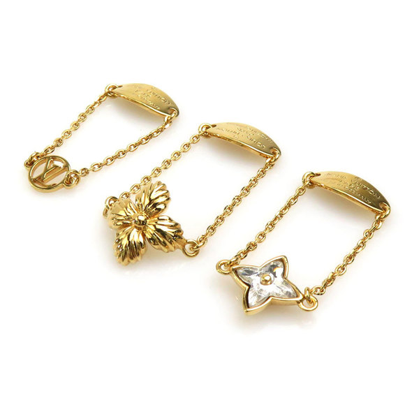 Louis Vuitton LOUIS VUITTON Ring, 3-Row Berg Blooming Strass, Metal, Gold, Wo...